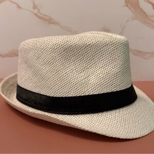 Elegant Cream Fedora with Black Band
